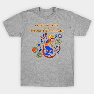 Kokopelli, boy, music maker, dreams, primary colors T-Shirt